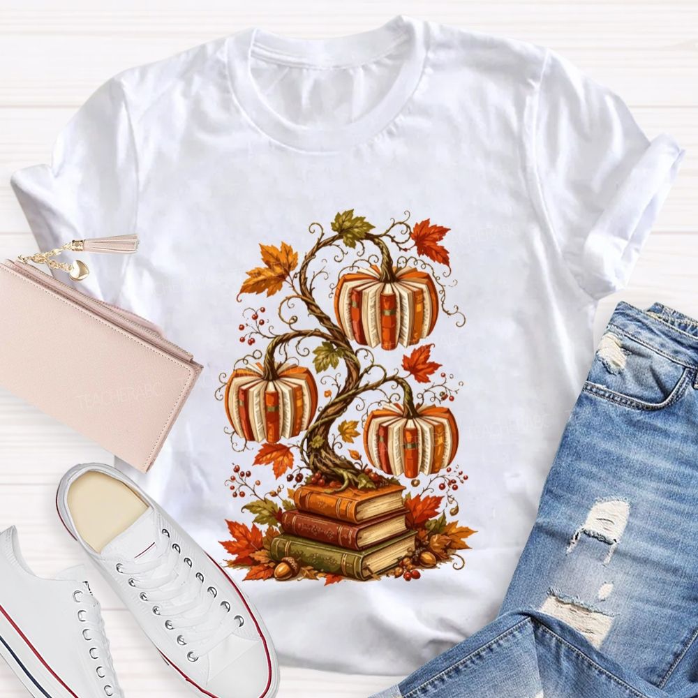 Fall Books And Book Pumpkins Literacy Grows In Fall Teacher T-shirt