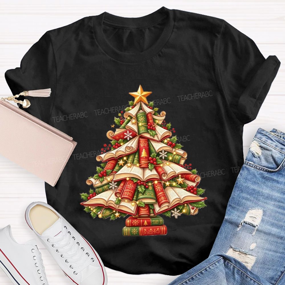 Books Make The Best Christmas Tree Teacher T-shirt