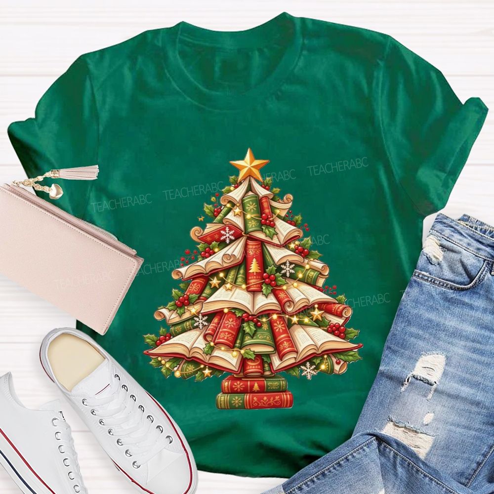 Books Make The Best Christmas Tree Teacher T-shirt