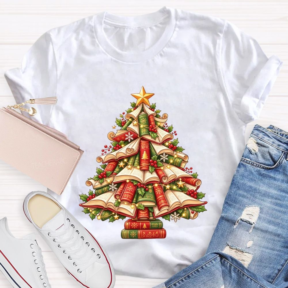 Books Make The Best Christmas Tree Teacher T-shirt