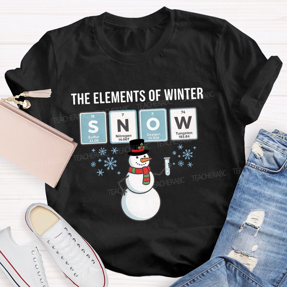 The Elements Of Winter Snow Science Teacher Christmas T-shirt