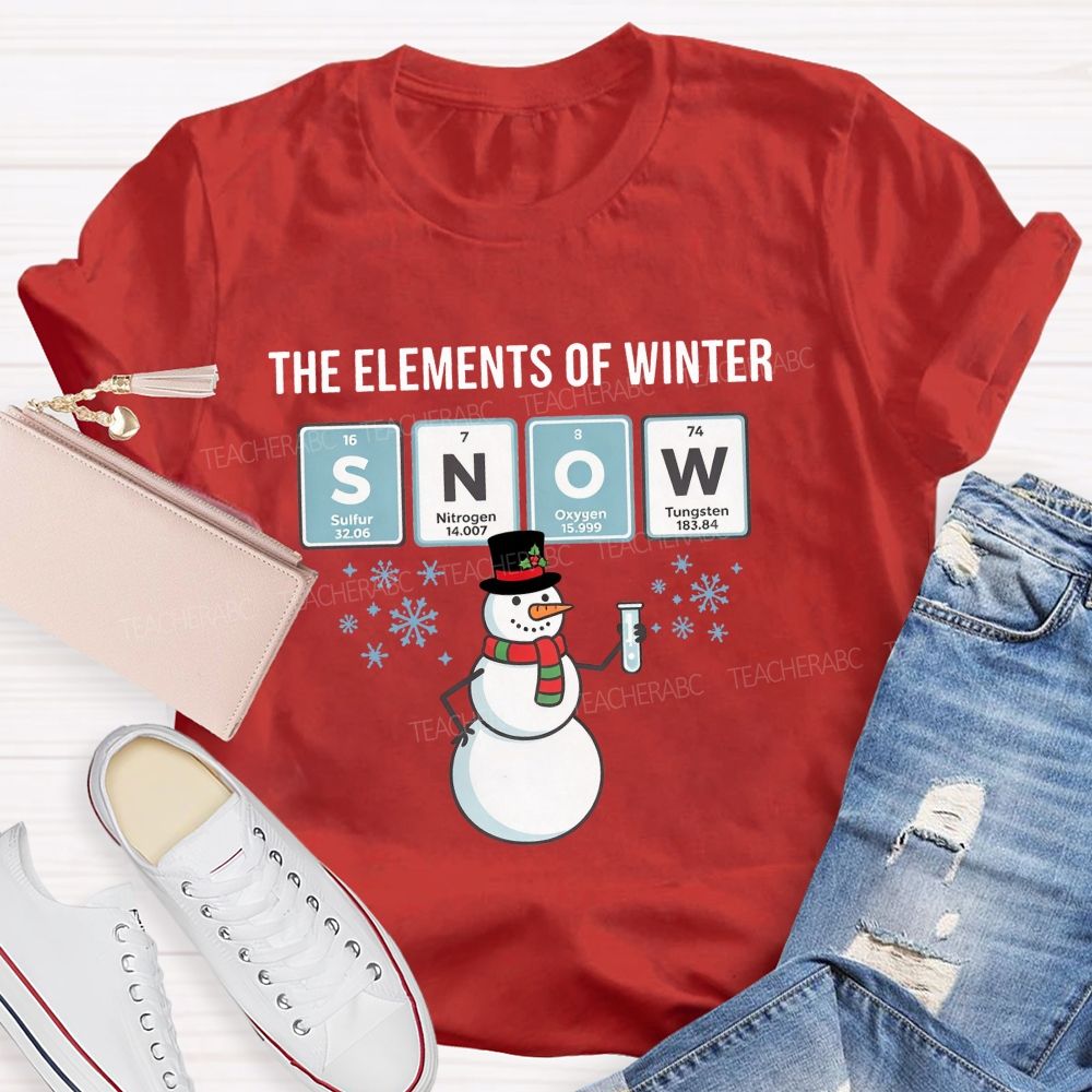 The Elements Of Winter Snow Science Teacher Christmas T-shirt