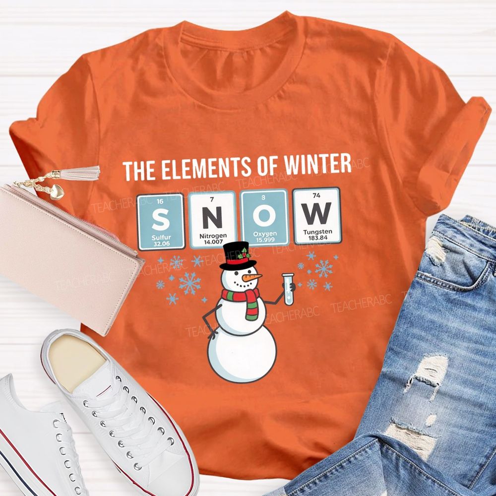 The Elements Of Winter Snow Science Teacher Christmas T-shirt