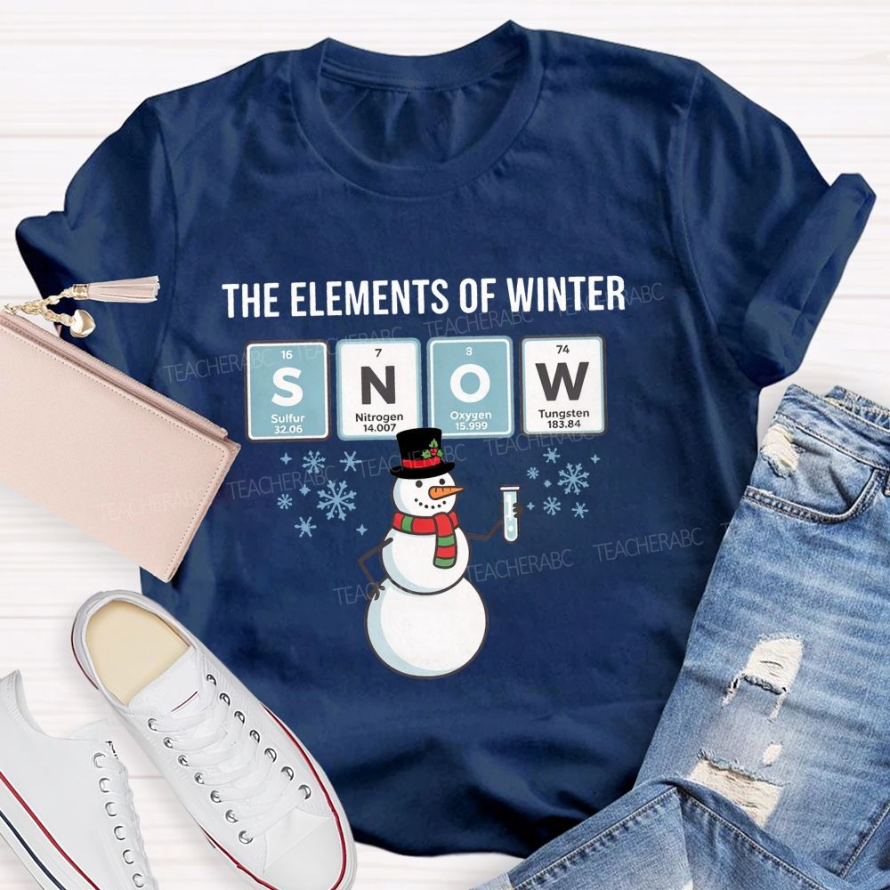 The Elements Of Winter Snow Science Teacher Christmas T-shirt