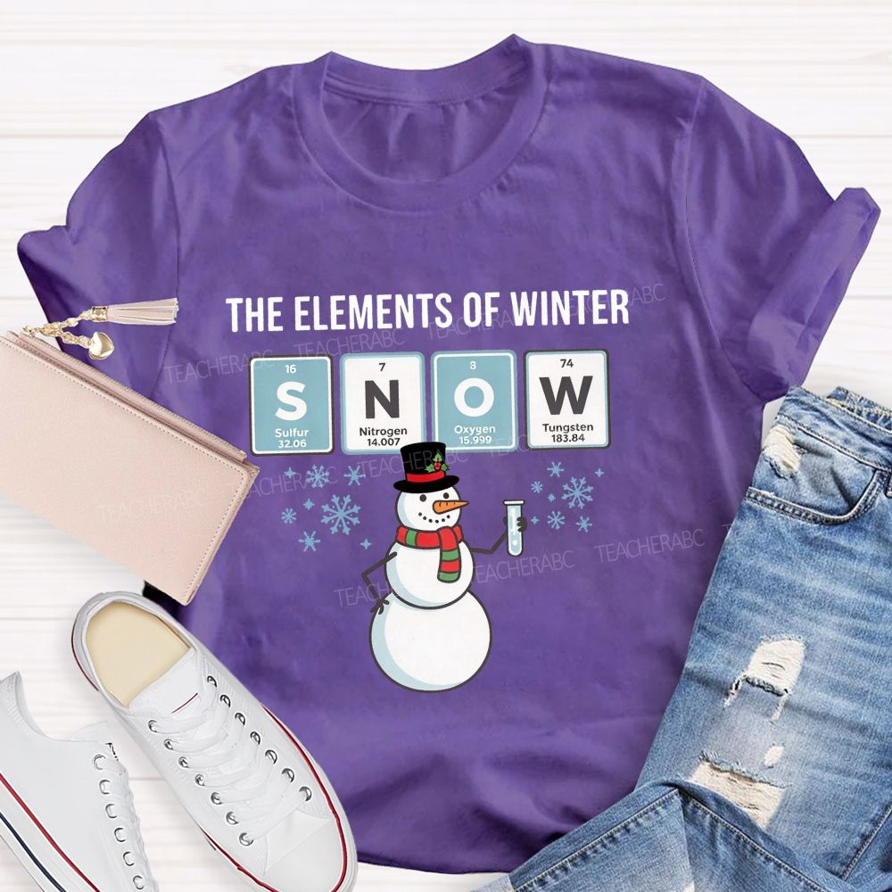The Elements Of Winter Snow Science Teacher Christmas T-shirt