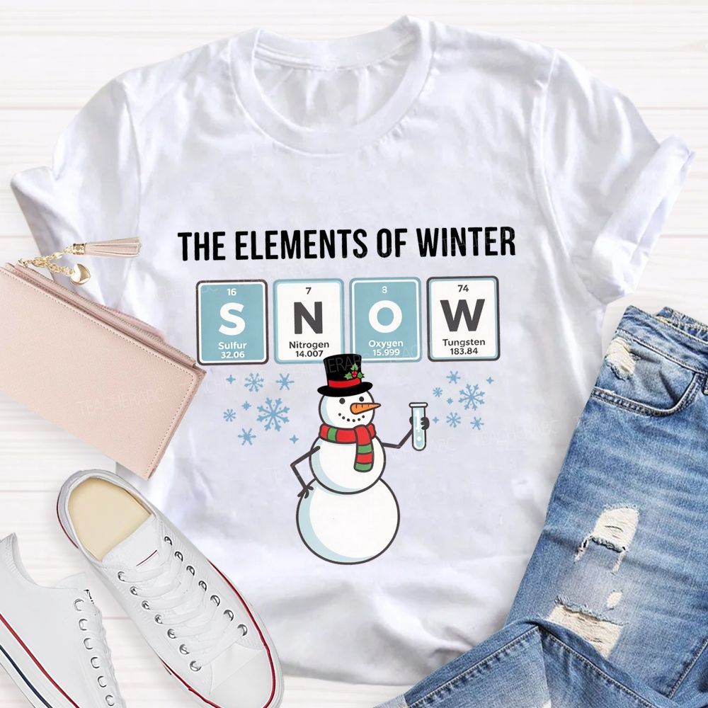 The Elements Of Winter Snow Science Teacher Christmas T-shirt