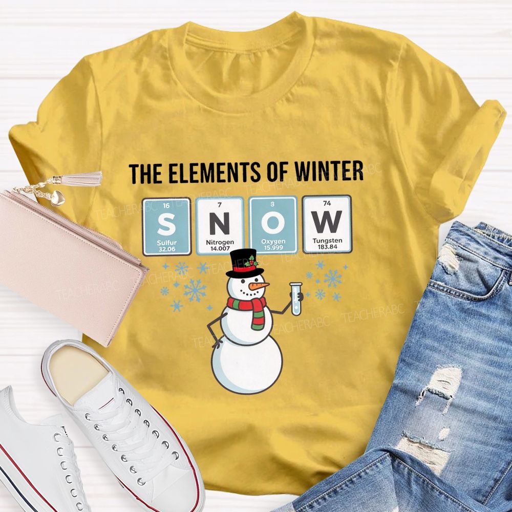 The Elements Of Winter Snow Science Teacher Christmas T-shirt