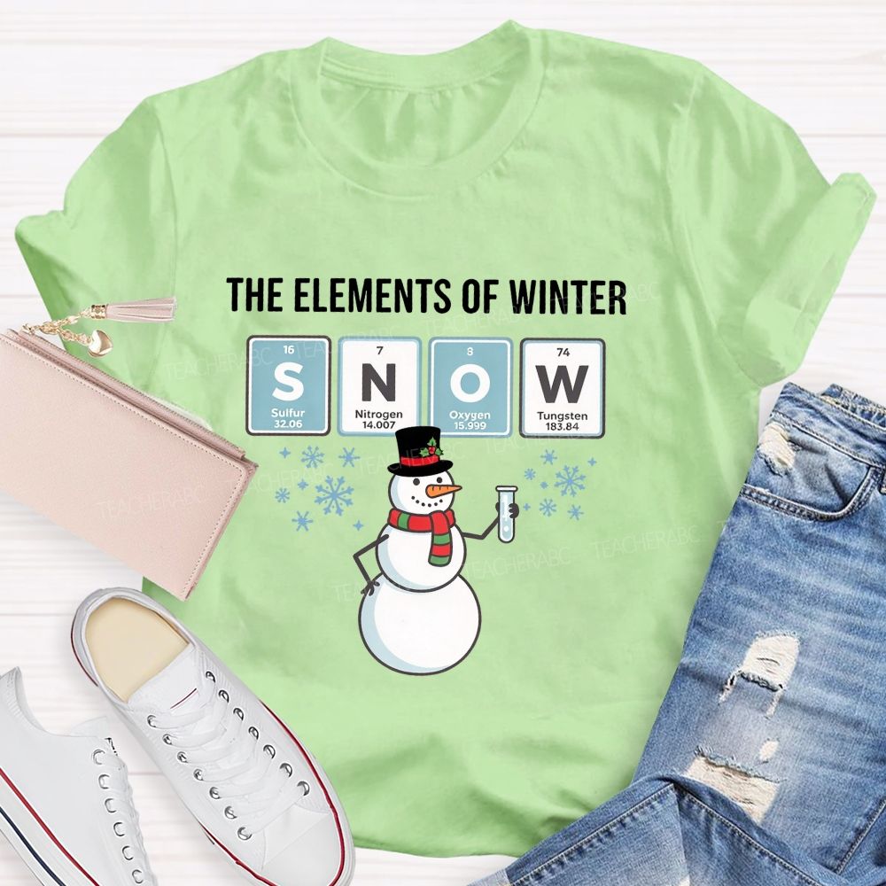 The Elements Of Winter Snow Science Teacher Christmas T-shirt