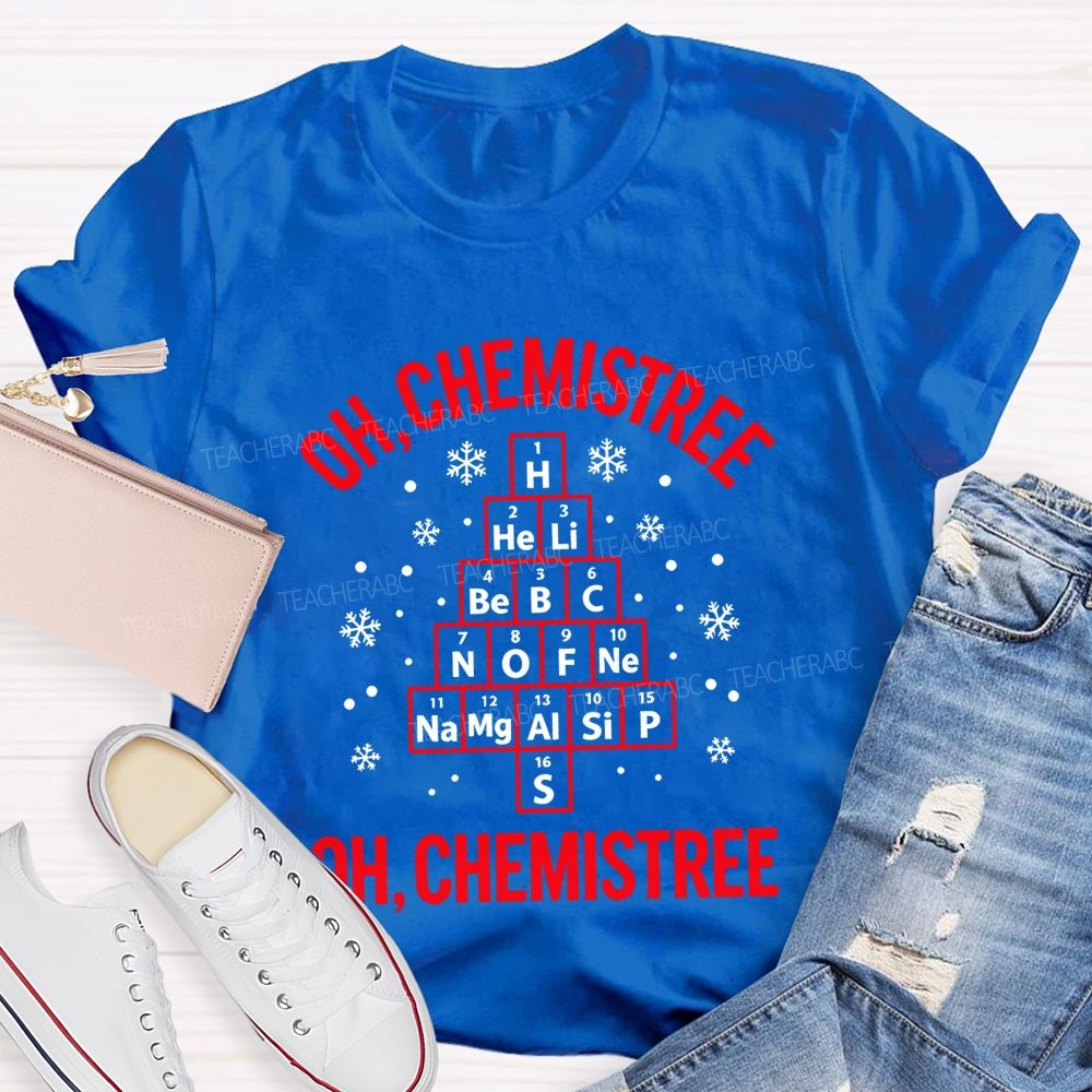 Oh Chemistree Chemistry Teacher Christmas Teacher T-shirt