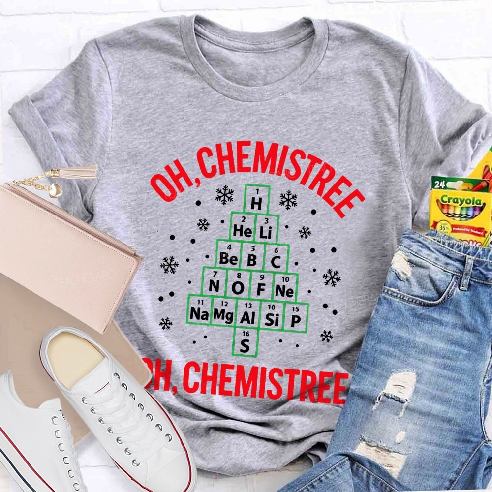 Oh Chemistree Chemistry Teacher Christmas Teacher T-shirt