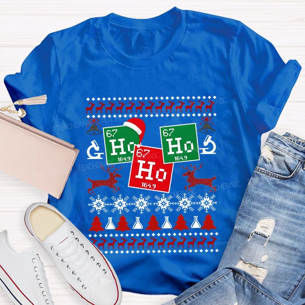 Ho Ho Ho Periodic Table Christmas Science Teacher T-shirt