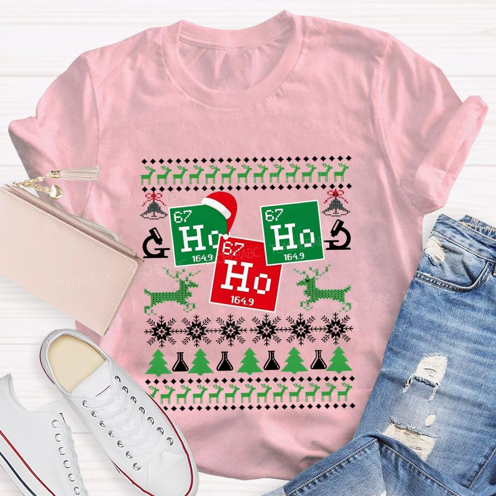 Ho Ho Ho Periodic Table Christmas Science Teacher T-shirt