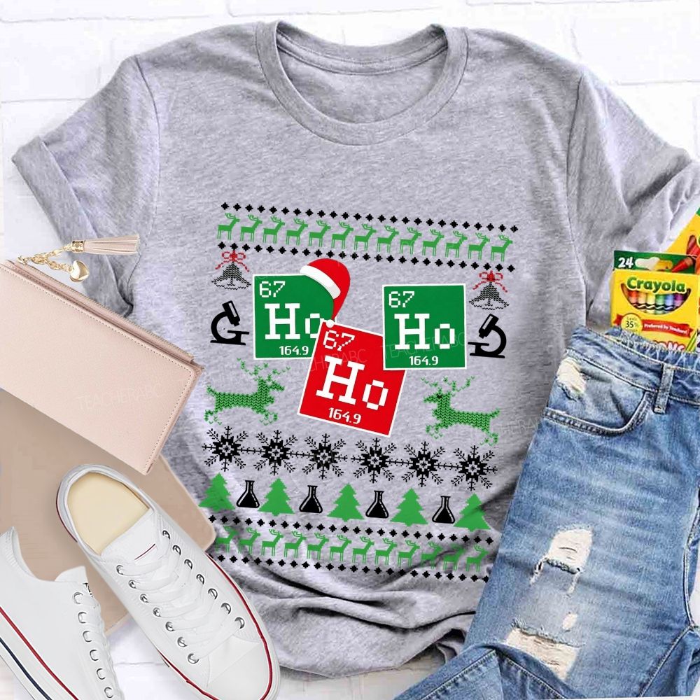 Ho Ho Ho Periodic Table Christmas Science Teacher T-shirt