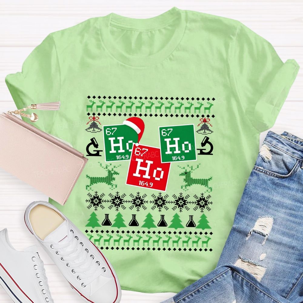 Ho Ho Ho Periodic Table Christmas Science Teacher T-shirt