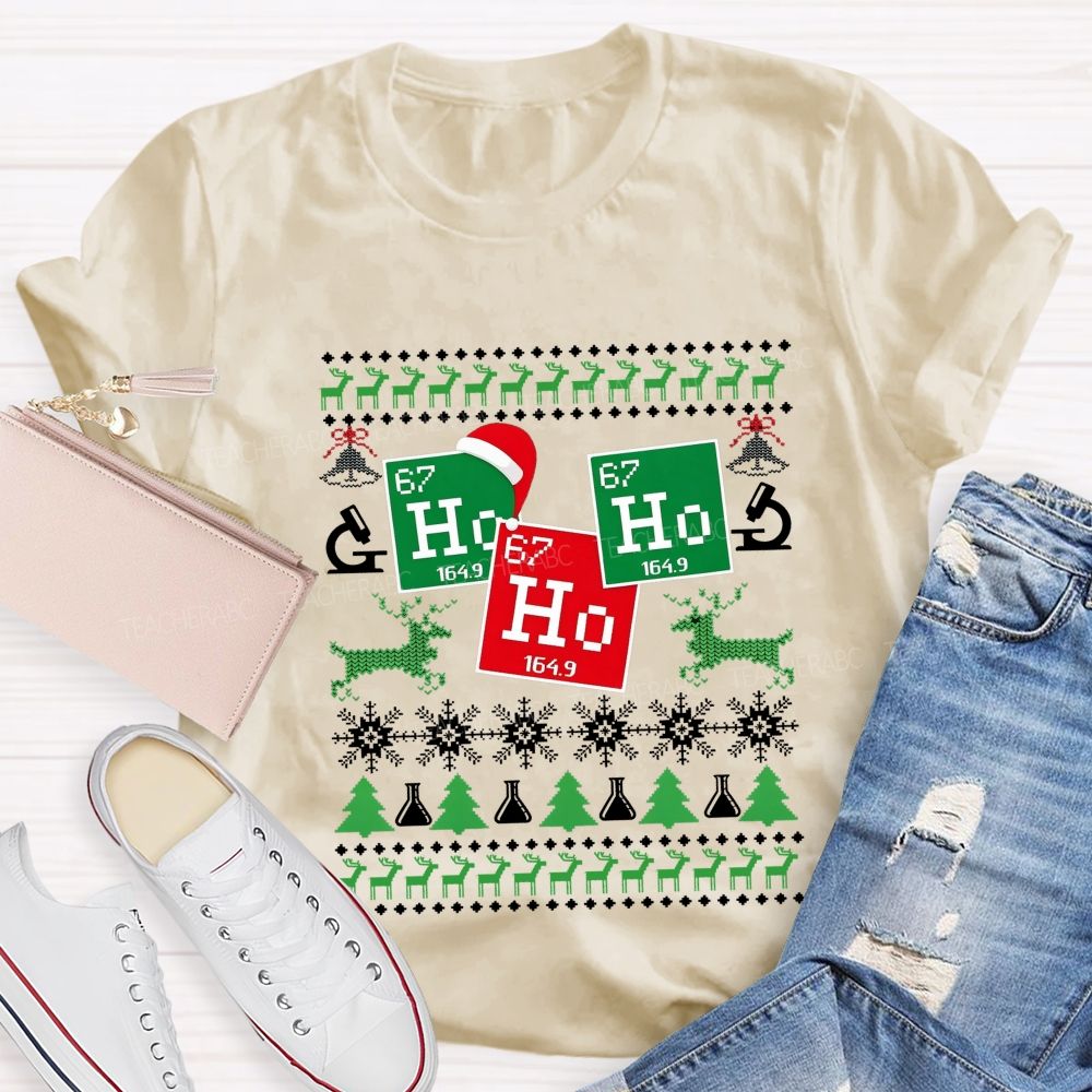 Ho Ho Ho Periodic Table Christmas Science Teacher T-shirt