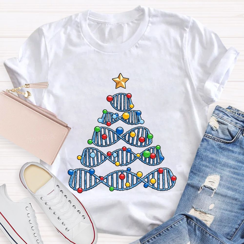 Christmas Tree Biology Science Holiday Teacher T-shirt