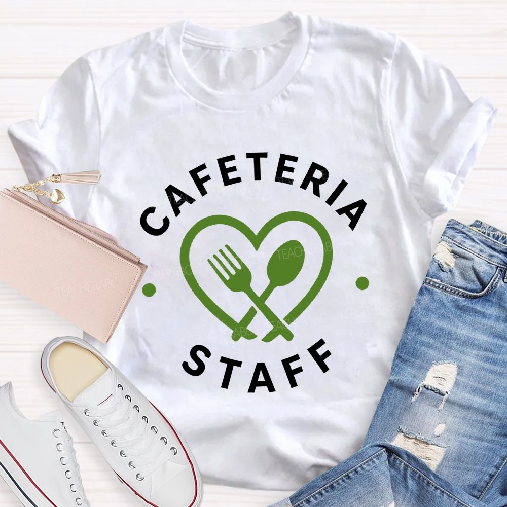 Cafeteria Staff Heart Fork Spoon Lunch Lady T-shirt