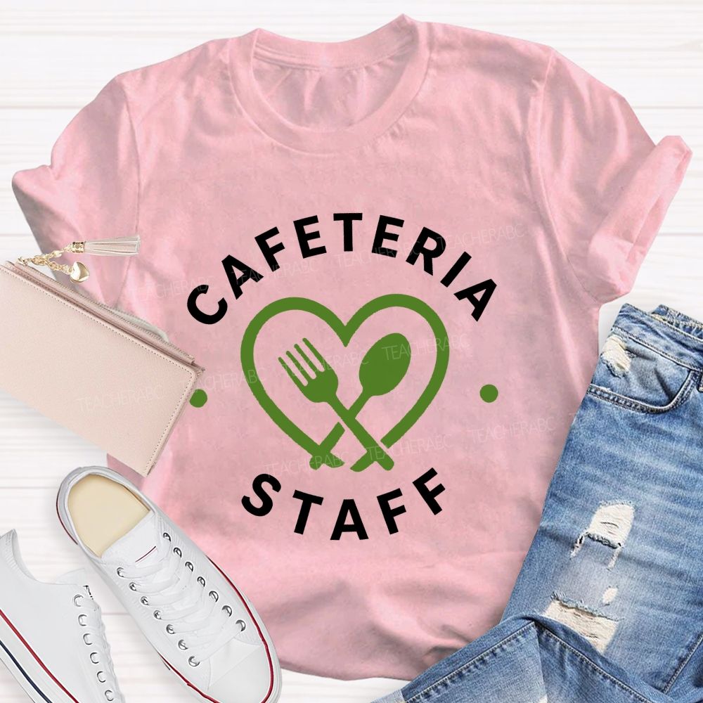 Cafeteria Staff Heart Fork Spoon Lunch Lady T-shirt