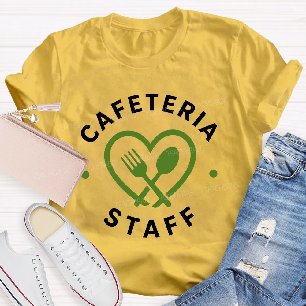 Cafeteria Staff Heart Fork Spoon Lunch Lady T-shirt