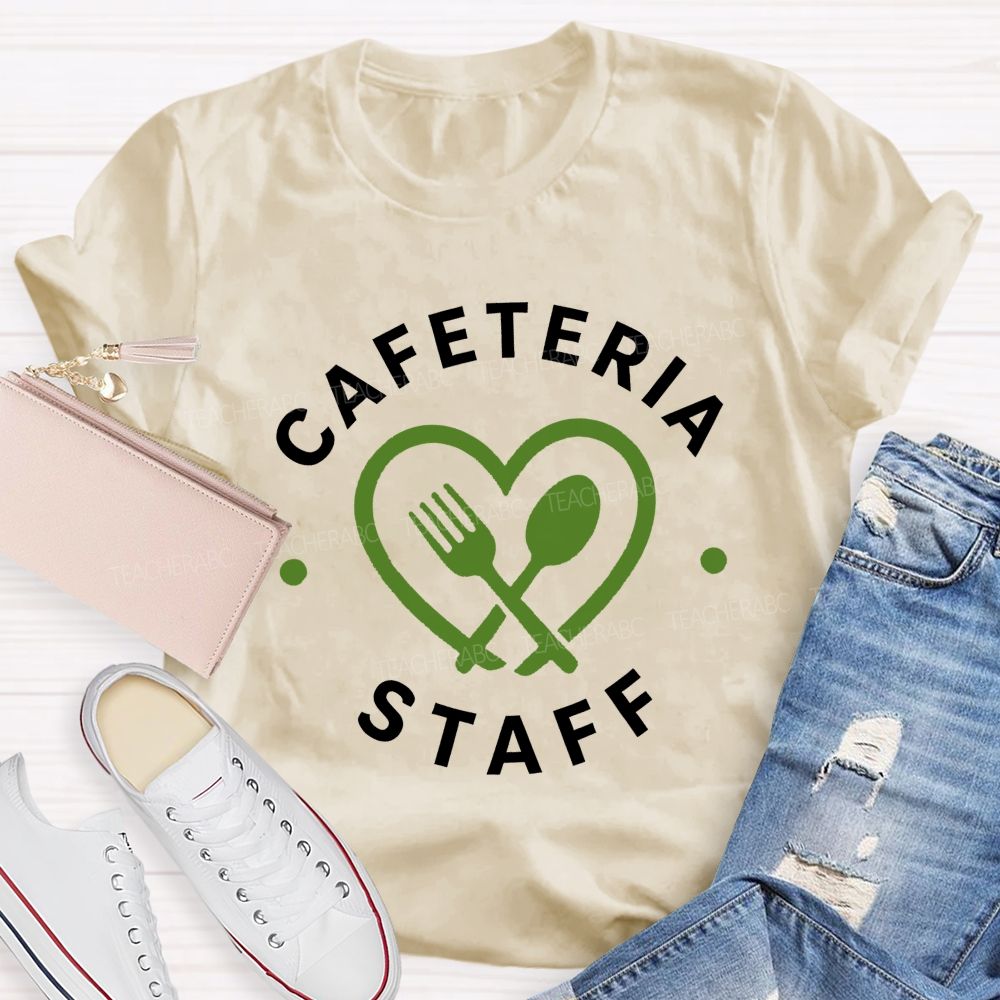 Cafeteria Staff Heart Fork Spoon Lunch Lady T-shirt
