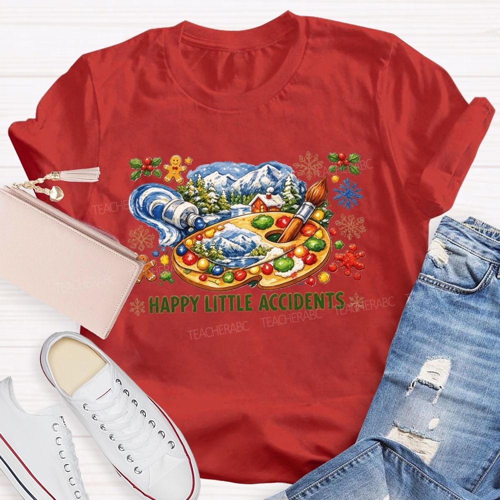 Happy Little Accidents Paint Palette Holiday Art Teacher T-shirt
