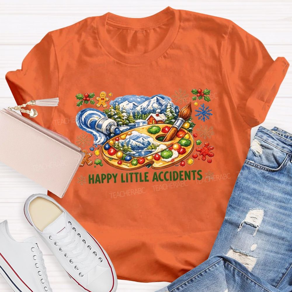 Happy Little Accidents Paint Palette Holiday Art Teacher T-shirt