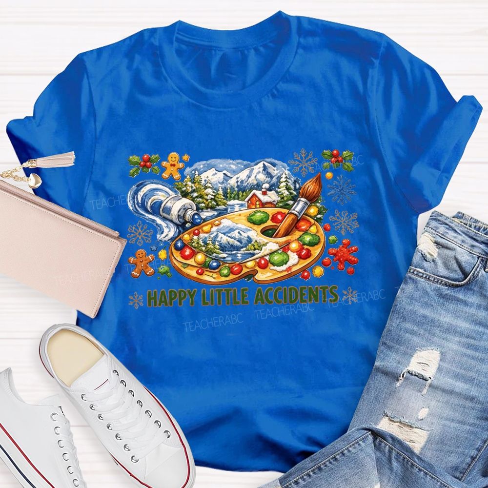 Happy Little Accidents Paint Palette Holiday Art Teacher T-shirt