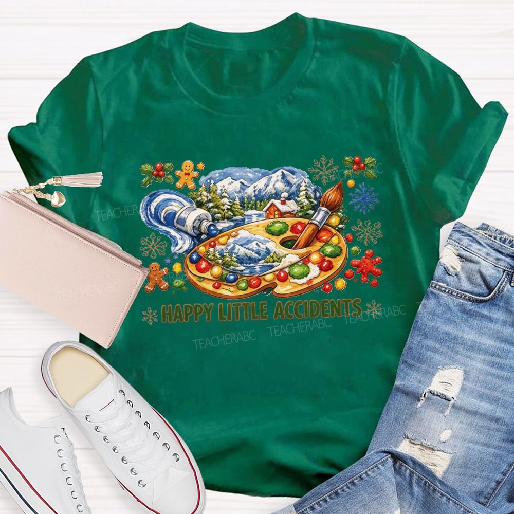 Happy Little Accidents Paint Palette Holiday Art Teacher T-shirt
