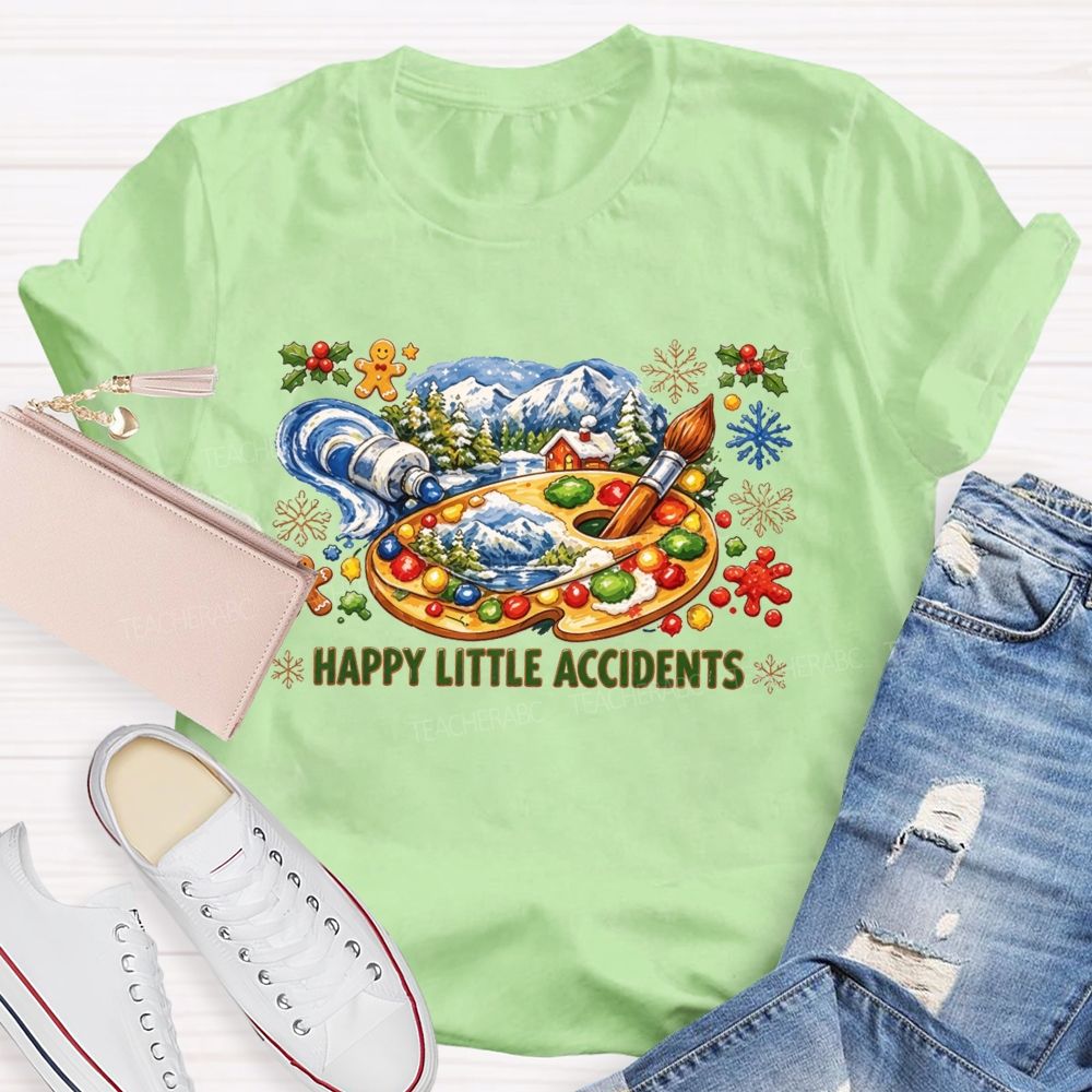 Happy Little Accidents Paint Palette Holiday Art Teacher T-shirt