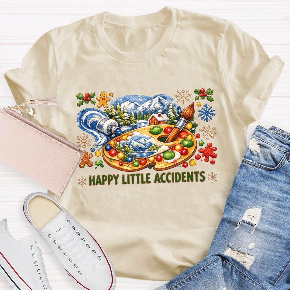 Happy Little Accidents Paint Palette Holiday Art Teacher T-shirt