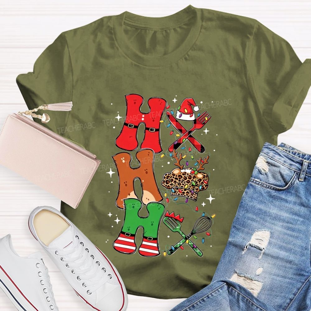 Ho Ho Ho Chef Christmas Lunch Lady T-shirt