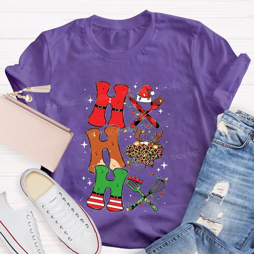 Ho Ho Ho Chef Christmas Lunch Lady T-shirt