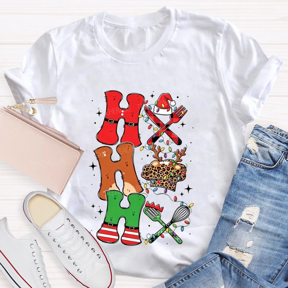 Ho Ho Ho Chef Christmas Lunch Lady T-shirt