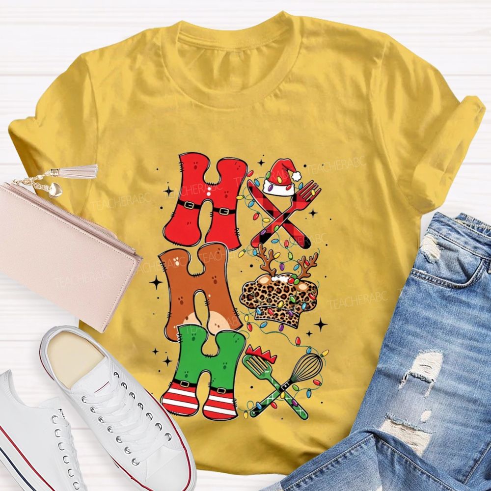 Ho Ho Ho Chef Christmas Lunch Lady T-shirt