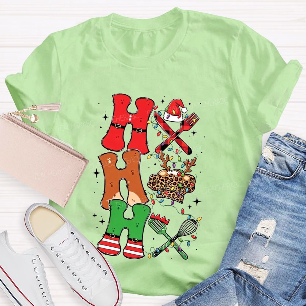 Ho Ho Ho Chef Christmas Lunch Lady T-shirt