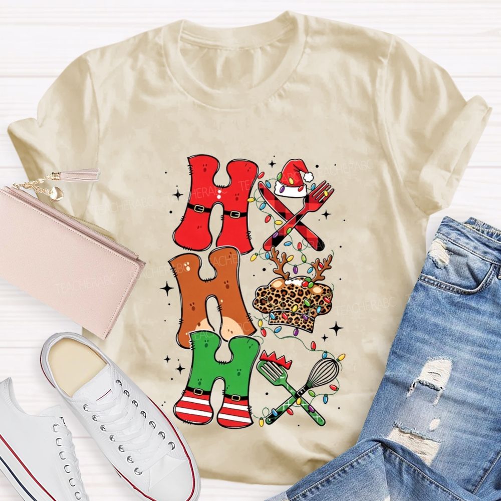 Ho Ho Ho Chef Christmas Lunch Lady T-shirt