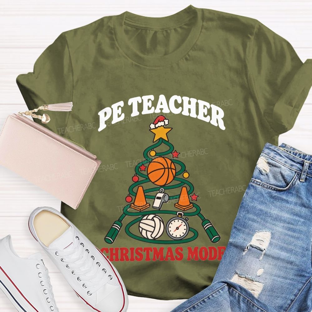 Pe Teacher Christmas Mode Christmas Tree Sports Teacher T-shirt