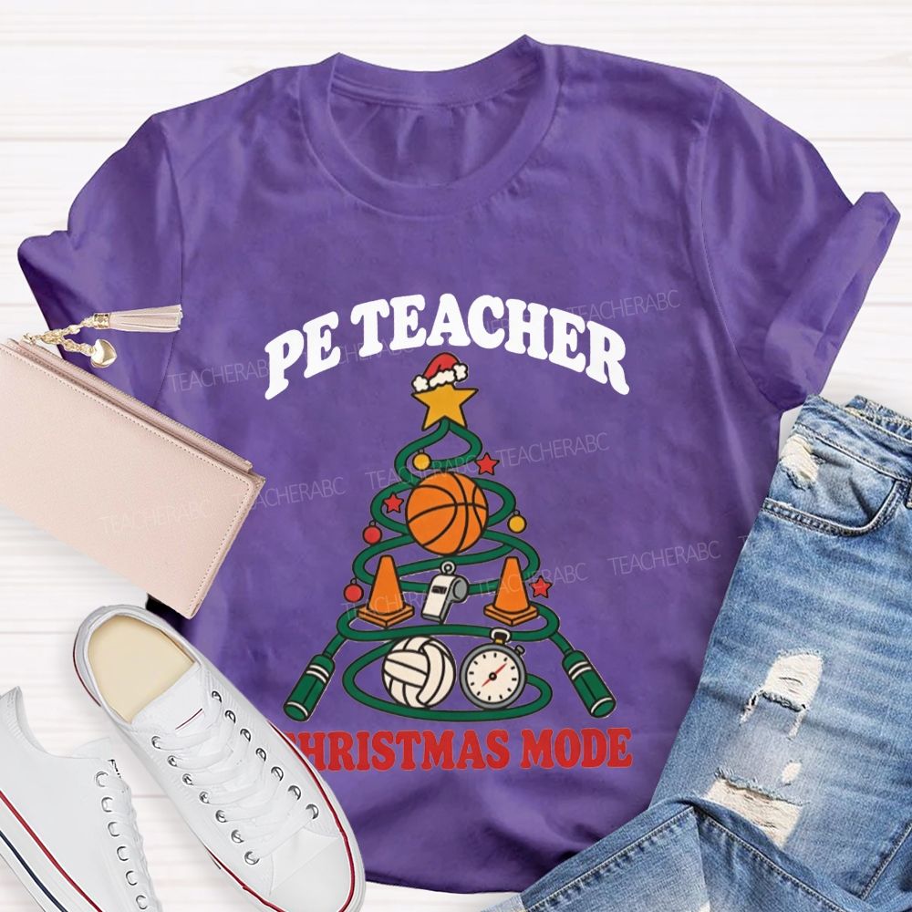 Pe Teacher Christmas Mode Christmas Tree Sports Teacher T-shirt