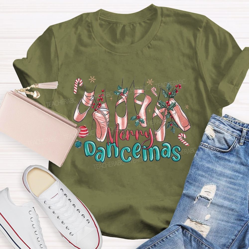 Merry Dancemas Christmas Ballet Pointe Shoes Dance Teacher T-shirt