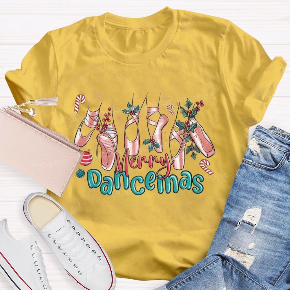 Merry Dancemas Christmas Ballet Pointe Shoes Dance Teacher T-shirt