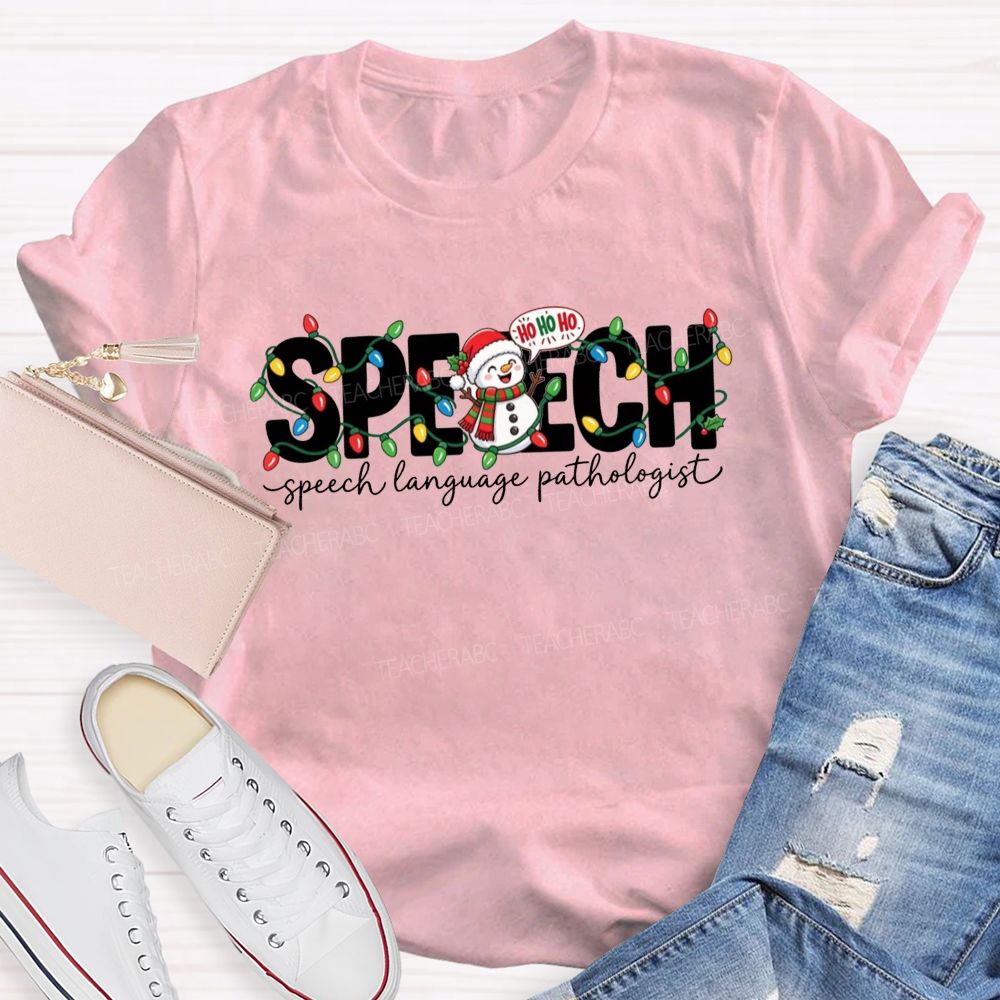 Speech Language Pathologist Snowman Slp Christmas Teacher T-shirt