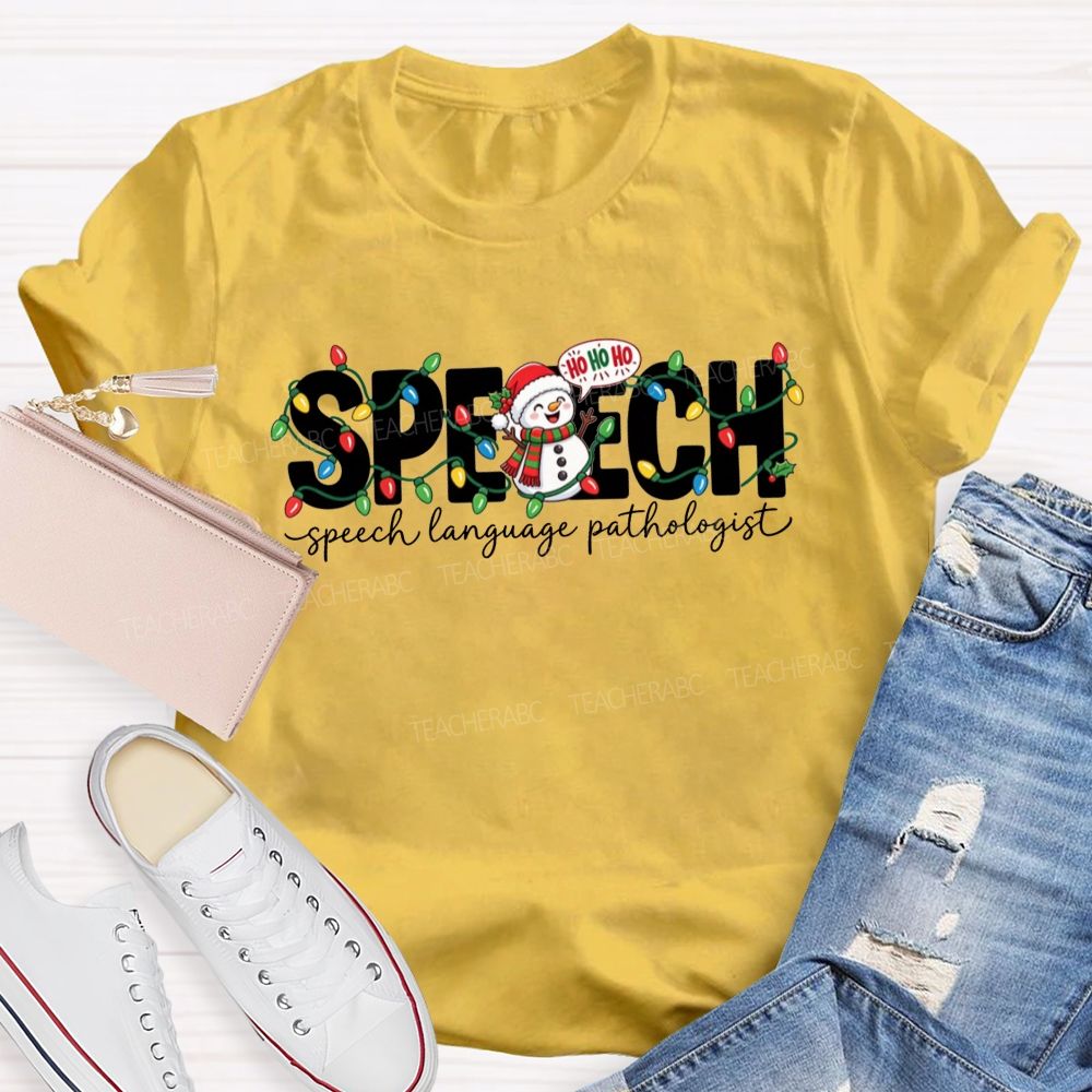 Speech Language Pathologist Snowman Slp Christmas Teacher T-shirt