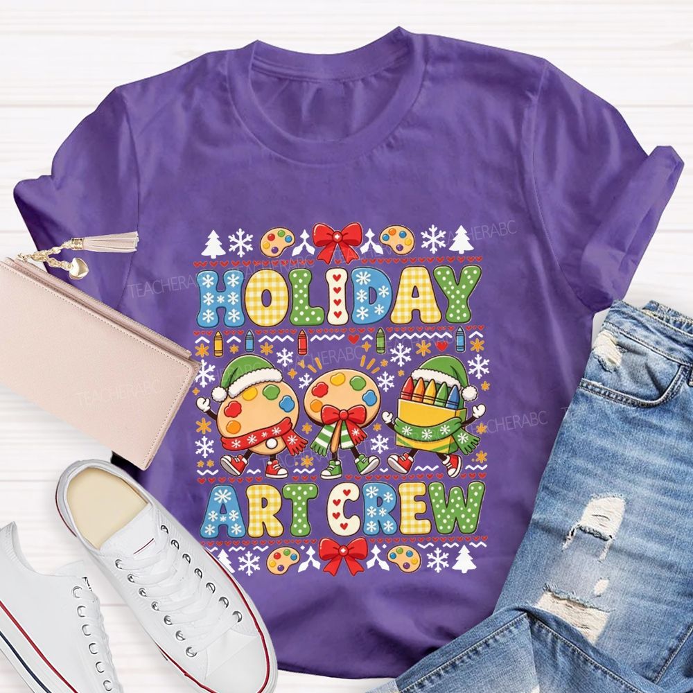 Holiday Art Crew Christmas Art Teacher Crayon Paint Palette Christmas Teacher T-shirt