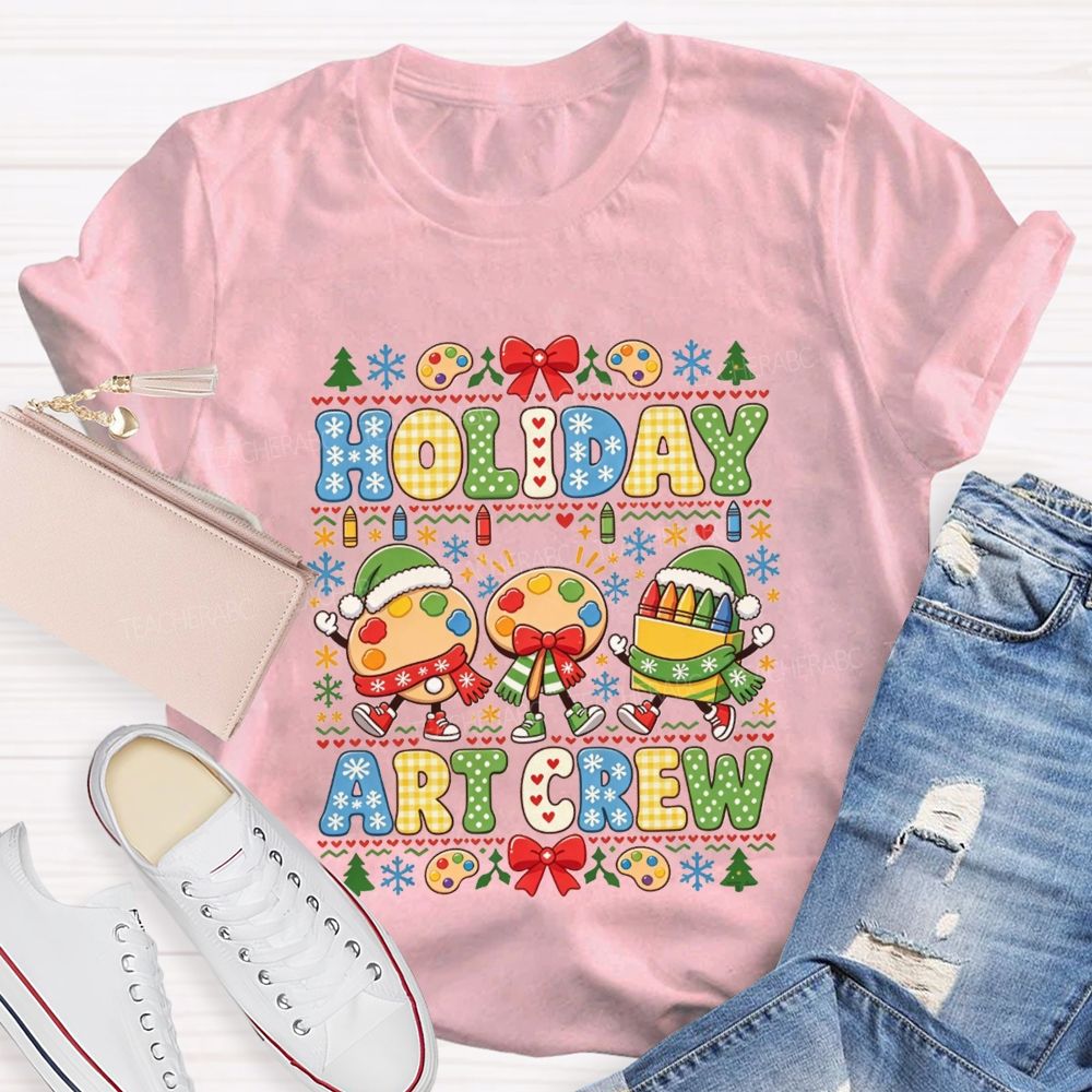 Holiday Art Crew Christmas Art Teacher Crayon Paint Palette Christmas Teacher T-shirt