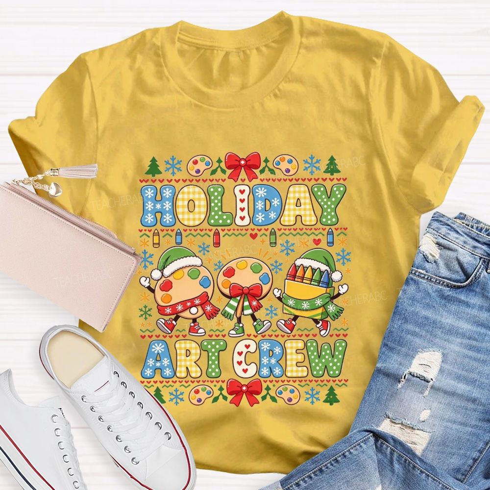 Holiday Art Crew Christmas Art Teacher Crayon Paint Palette Christmas Teacher T-shirt