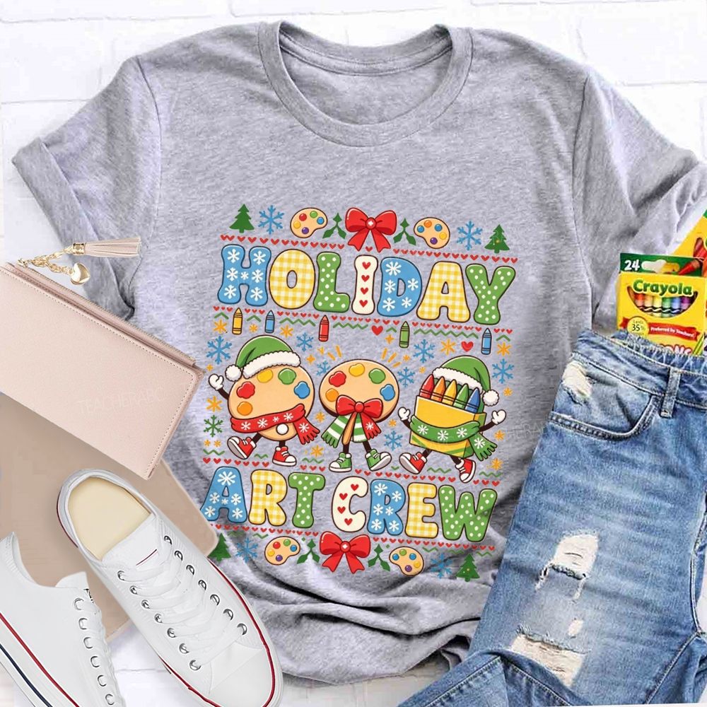 Holiday Art Crew Christmas Art Teacher Crayon Paint Palette Christmas Teacher T-shirt