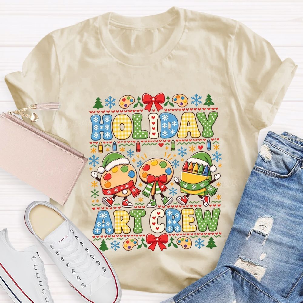 Holiday Art Crew Christmas Art Teacher Crayon Paint Palette Christmas Teacher T-shirt