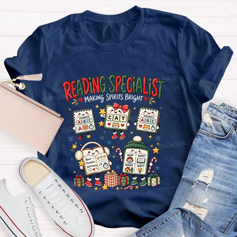 Reading Specialist Making Spirits Bright Teacher T-shirt