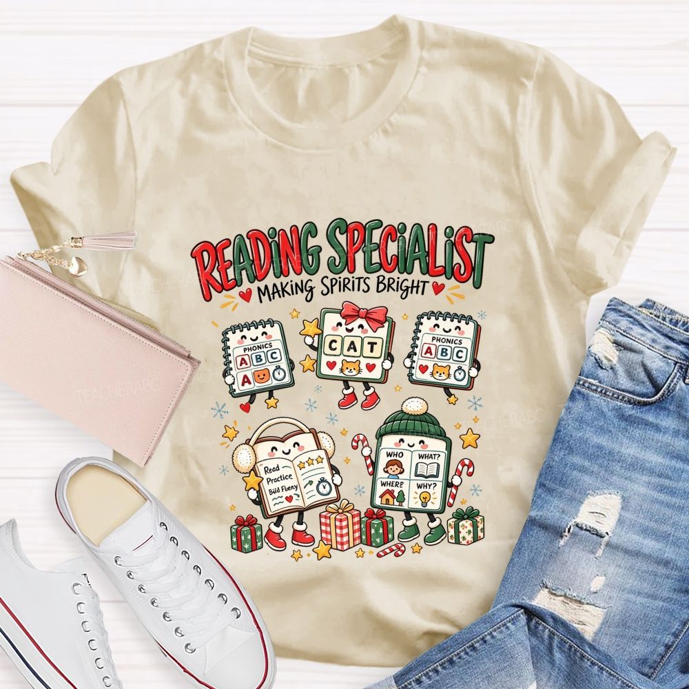 Reading Specialist Making Spirits Bright Teacher T-shirt