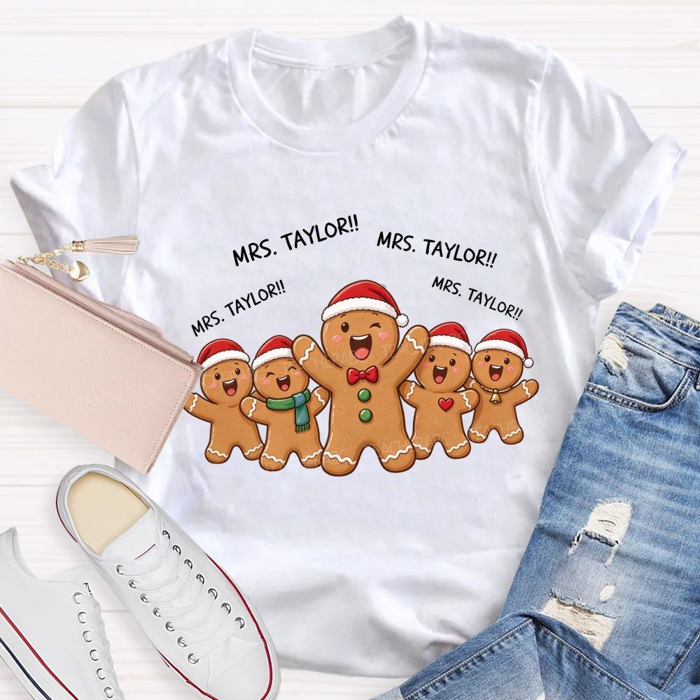 Personalized Name The Mischievous Gingerbread Man Teacher T-shirt